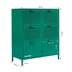 Commode PANTONE 6 tiroirs métal émeraude 90cm