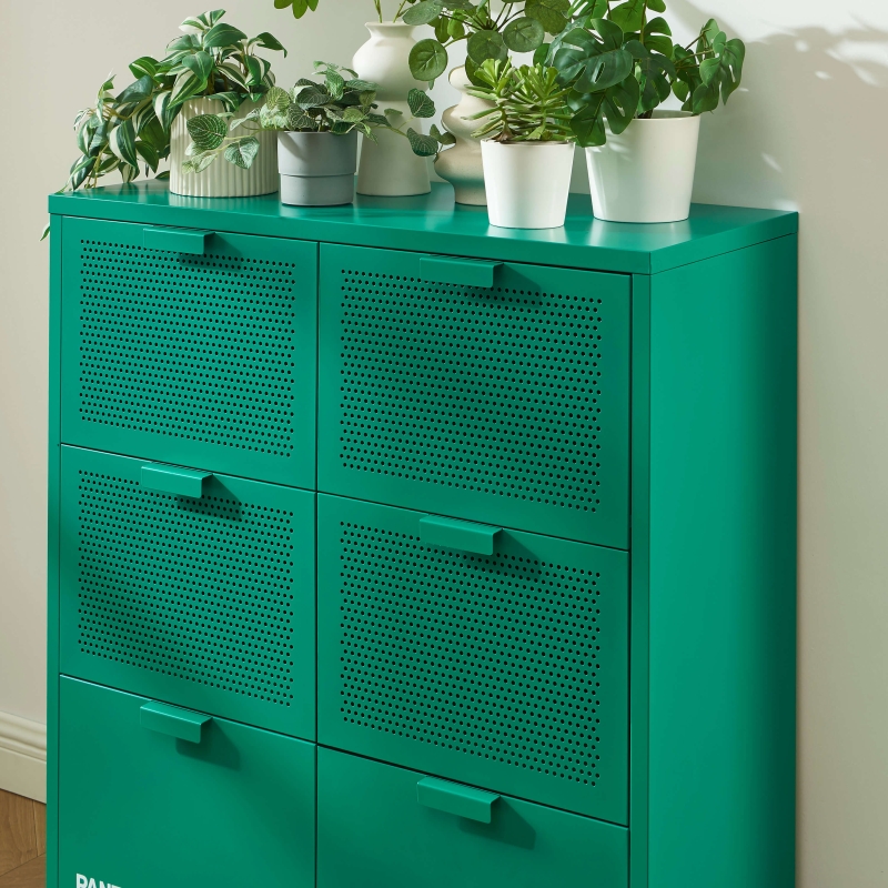 Commode PANTONE 6 tiroirs métal émeraude 90cm