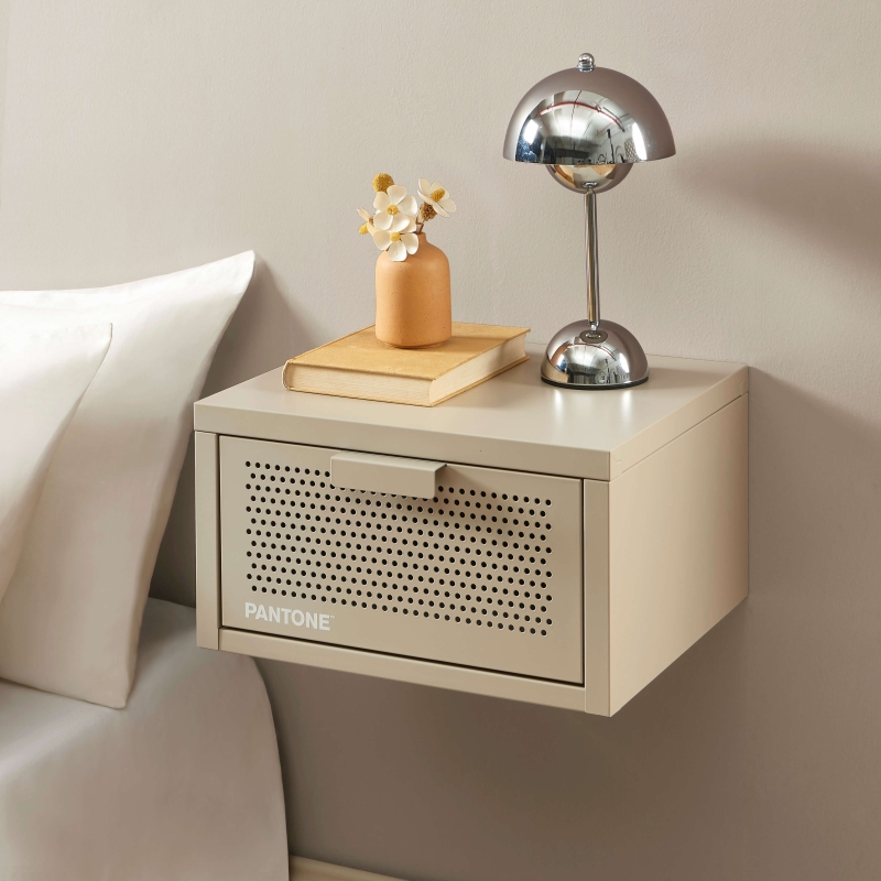 Table de chevet murale PANTONE métal taupe 40cm