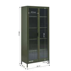 Vaisselier PANTONE en verre cannelé et métal vert olive h180cm