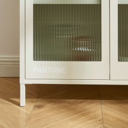 Vaisselier PANTONE en verre cannelé et métal beige sable h180cm