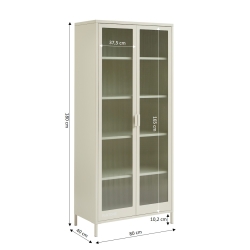 Vaisselier PANTONE en verre cannelé et métal beige sable h180cm