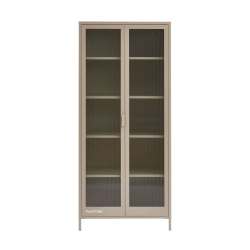 Vaisselier PANTONE en verre cannelé et métal taupe h180cm