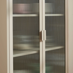 Vaisselier PANTONE en verre cannelé et métal taupe h180cm