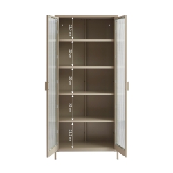 Vaisselier PANTONE en verre cannelé et métal taupe h180cm