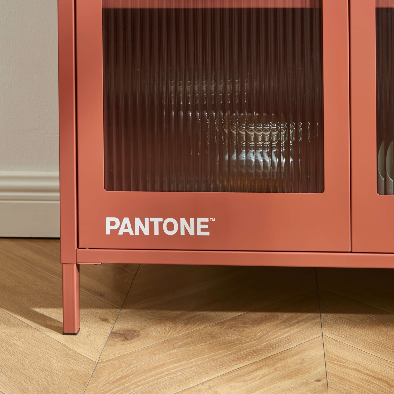 Vaisselier PANTONE en verre cannelé et métal terracotta h180cm