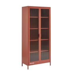 Vaisselier PANTONE en verre cannelé et métal terracotta h180cm