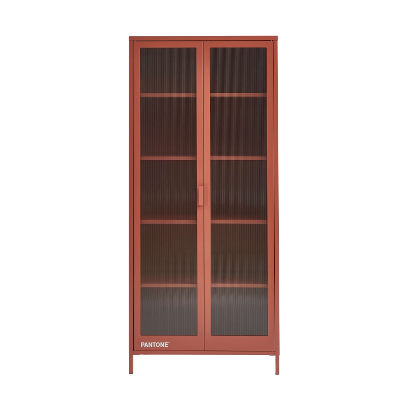 Vaisselier PANTONE en verre cannelé et métal terracotta h180cm