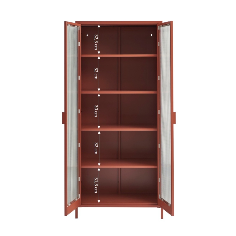 Vaisselier PANTONE en verre cannelé et métal terracotta h180cm