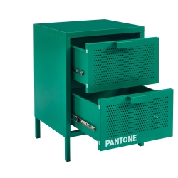 Table de chevet PANTONE métal émeraude double tiroirs 40cm
