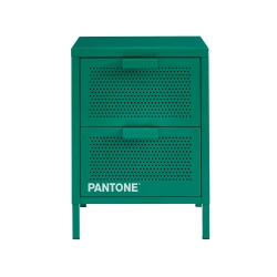 Table de chevet PANTONE métal émeraude double tiroirs 40cm