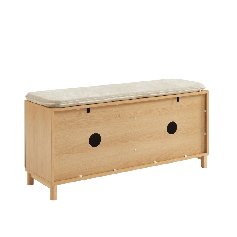 Banc à chaussures ORCA effet chêne et portes beiges