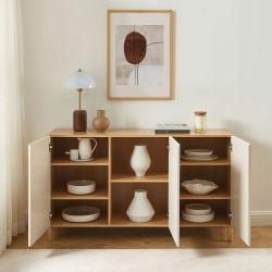 Buffet ORCA effet chêne 3 portes beiges 140 cm