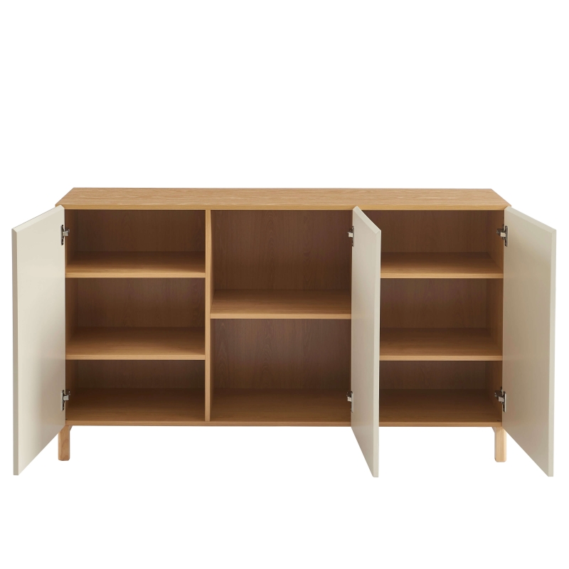 Buffet ORCA effet chêne 3 portes beiges 140 cm