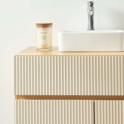 Meuble sous vasque ORCA effet chêne et portes beiges 80cm