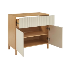 Meuble sous vasque ORCA effet chêne et portes beiges 80cm