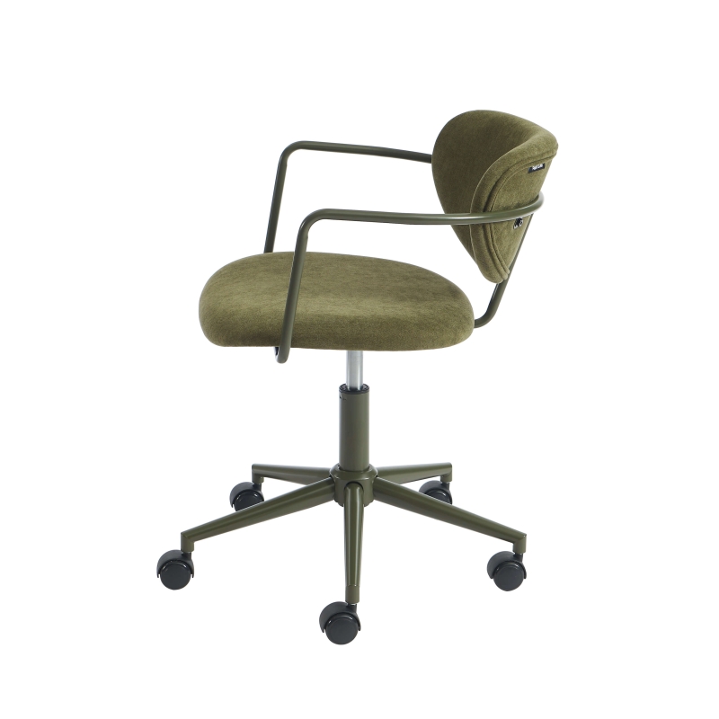 Chaise de bureau PANTONE tissu vert olive avec roulettes