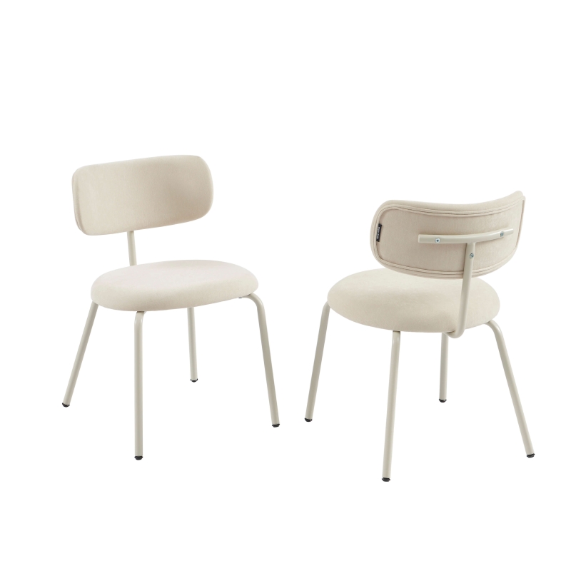 Lot de 2 chaises PANTONE tissu et pieds métal beige sable