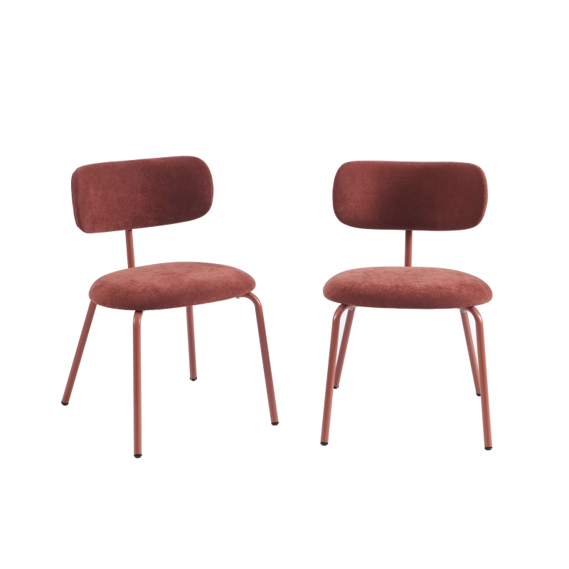 Lot de 2 chaises PANTONE tissu et pieds métal terracotta