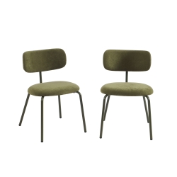 Lot de 2 chaises PANTONE tissu et pieds métal vert olive