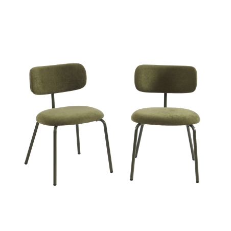 Lot de 2 chaises PANTONE tissu et pieds métal vert olive