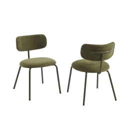 Lot de 2 chaises PANTONE tissu et pieds métal vert olive