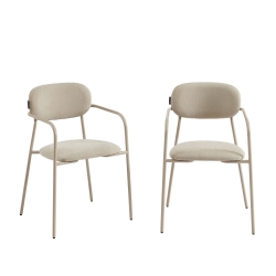 Lot de 2 chaises PANTONE tissu et pieds métal taupe