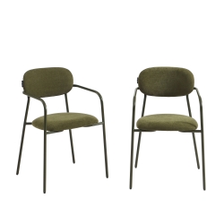 Lot de 2 chaises PANTONE tissu et pieds métal vert olive