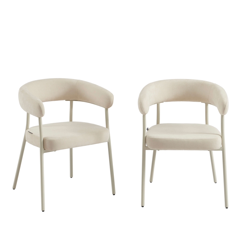 Lot de 2 chaises PANTONE tissu et pieds métal beige sable
