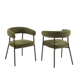 Lot de 2 chaises PANTONE tissu et pieds métal vert olive