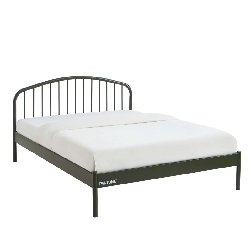 Lit PANTONE 140x190 métal vert olive sommier inclus