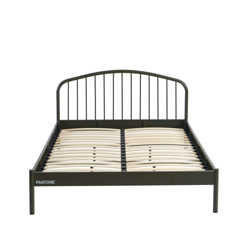 Lit PANTONE 140x190 métal vert olive sommier inclus