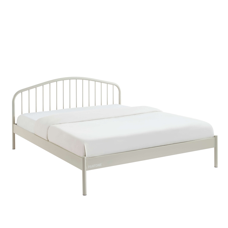 Lit PANTONE 160x200 métal beige sable sommier inclus