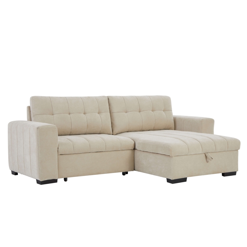 Canapé d'angle convertible réversible ARISTA 4 places tissu beige