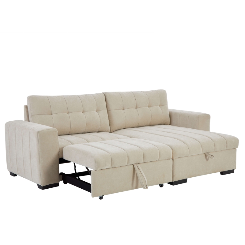 Canapé d'angle convertible réversible ARISTA 4 places tissu beige