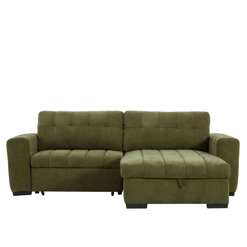 Canapé d'angle convertible réversible ARISTA 4 places tissu vert