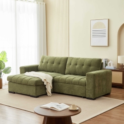 Canapé d'angle convertible réversible ARISTA 4 places tissu vert