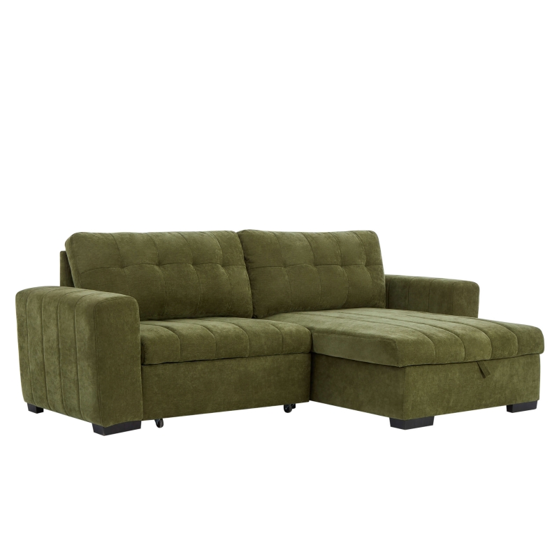 Canapé d'angle convertible réversible ARISTA 4 places tissu vert