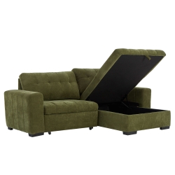 Canapé d'angle convertible réversible ARISTA 4 places tissu vert