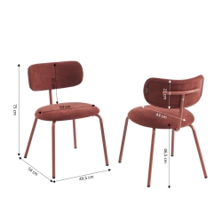 Lot de 2 chaises PANTONE tissu et pieds métal terracotta