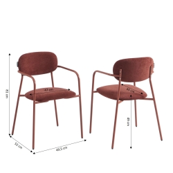 Lot de 2 chaises PANTONE tissu et pieds métal terracotta