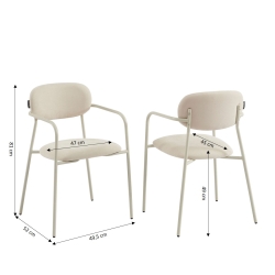 Lot de 2 chaises PANTONE tissu et pieds métal beige sable