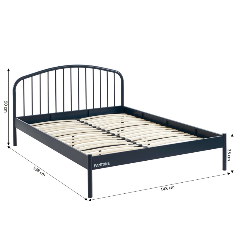 Lit PANTONE 140x190 métal bleu nuit sommier inclus