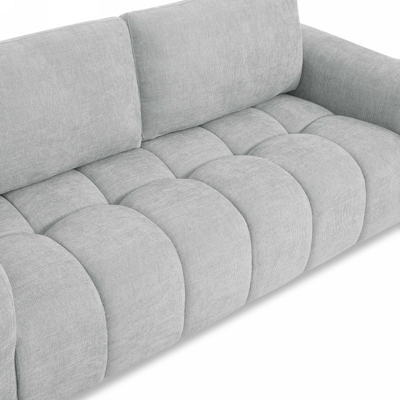 Canapé droit fixe KEREA 3 places tissu chenille gris