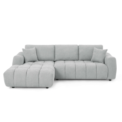 Canapé d'angle gauche fixe KEREA 4 places tissu chenille gris