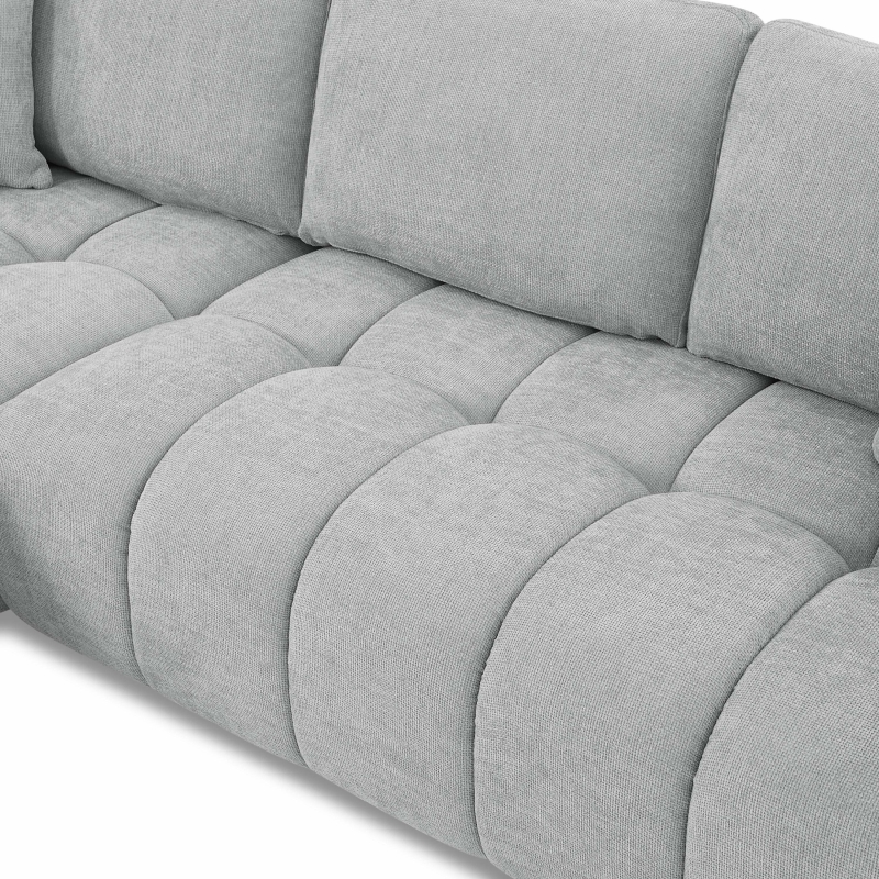 Canapé d'angle gauche fixe KEREA 4 places tissu chenille gris