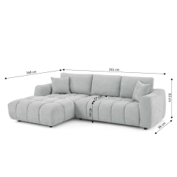 Canapé d'angle gauche fixe KEREA 4 places tissu chenille gris