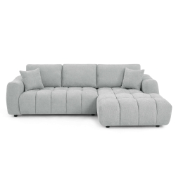 Canapé d'angle droit fixe KEREA 4 places tissu chenille gris