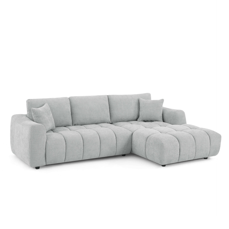 Canapé d'angle droit fixe KEREA 4 places tissu chenille gris