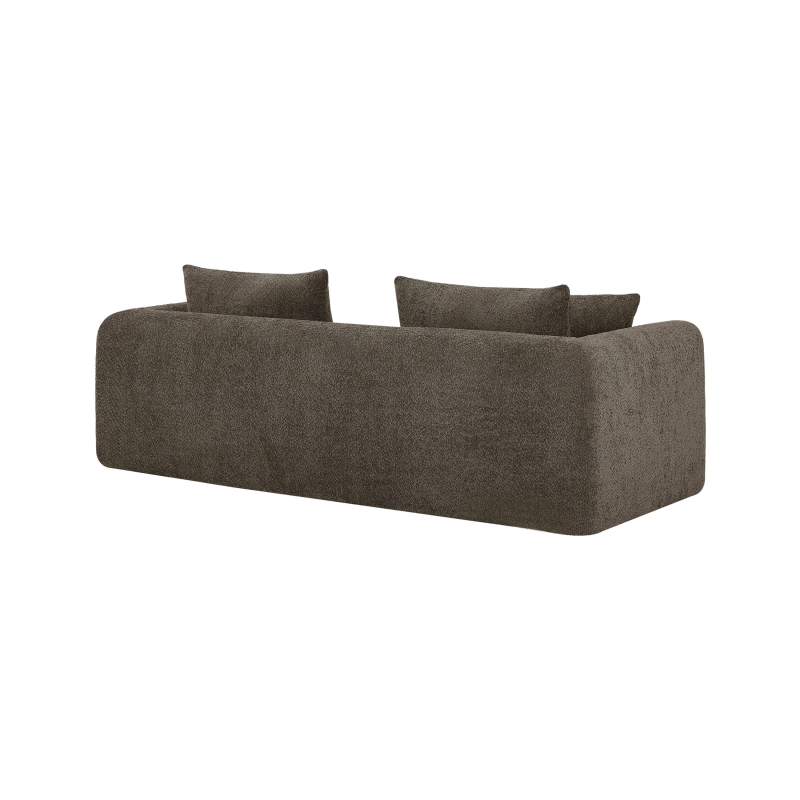 Canapé droit compressé convertible MORPHEO 3 places tissu bouclette marron